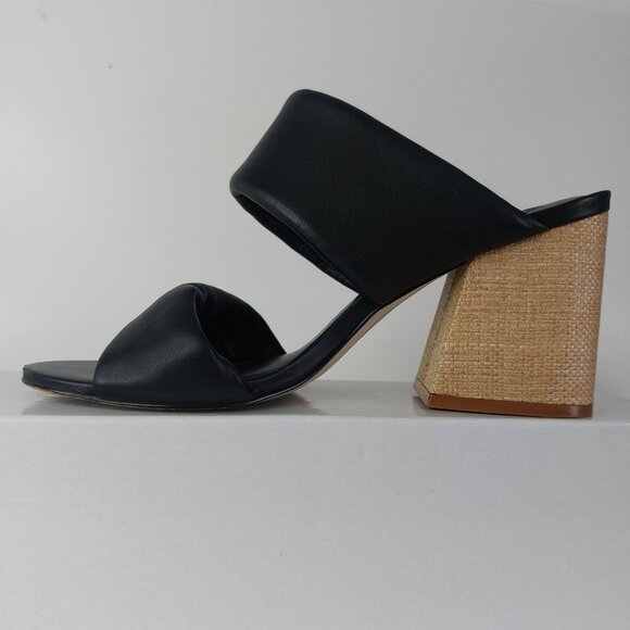 STEVE MADDEN Leather Sandals Sz 8.5 Black Padded Strap Block Heel Brazil REVOLVE - Picture 4 of 16
